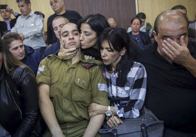 החייל אלאור אזריה בהכרעת הדין. צילום: מרים אלסטר, פלאש 90