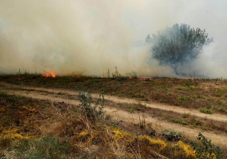 שריפה שפרצה כתוצאה מעפיפון תבערה, צילום: קק&quot;ל
