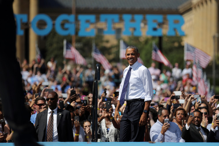 ברק אובמה בכנס בחירות לקלינטון השבוע. צילום: רויטרס