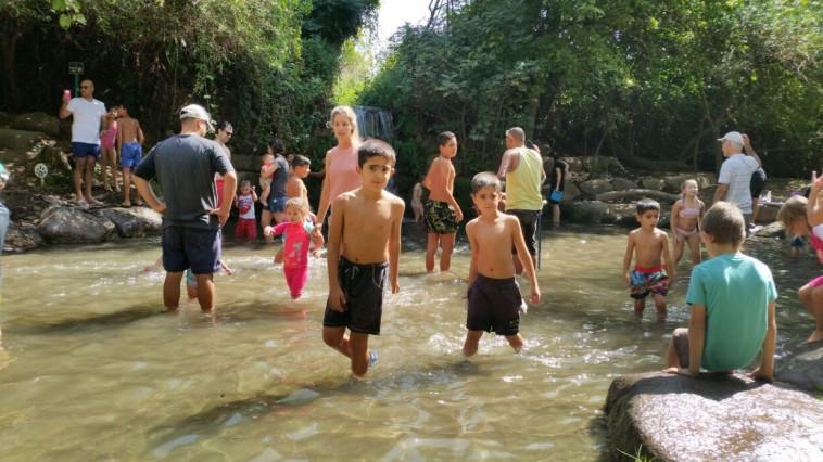 מטיילים בנחל שניר, היום. צילום: חגי שלמה, רשות הטבע והגנים