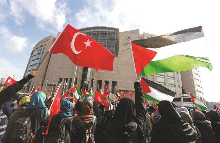 הפגנה פרו-פלסטינית באיסטנבול בחודש שעבר. צילום: רויטרס