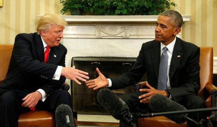 פני הדור כפני האיש עם הבלורית. טראמפ ואובמה בבית הלבן. צילום: רויטרס