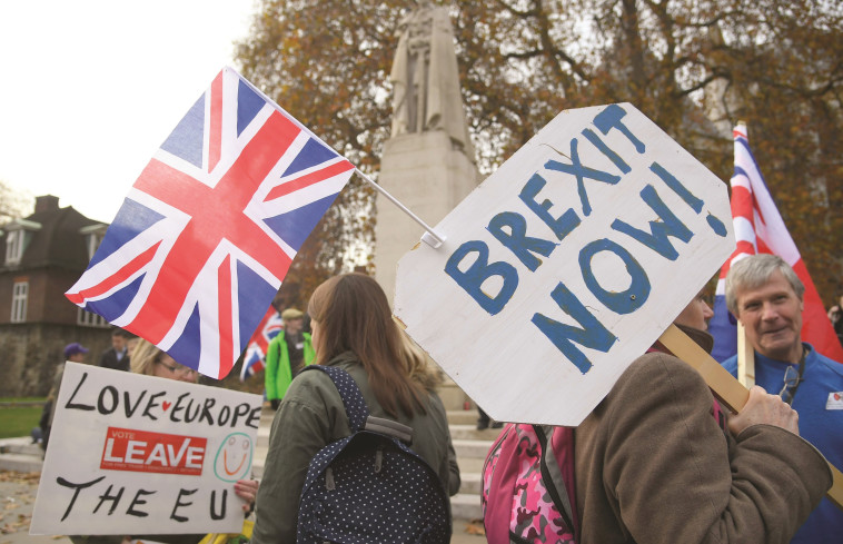 מפגינים תומכי הברקזיט בלונדון. צילום: רויטרס