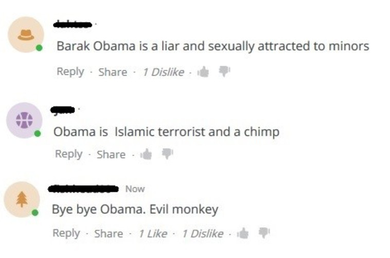 הטוקבקים שנמחקו נגד אובמה. צילום מסך