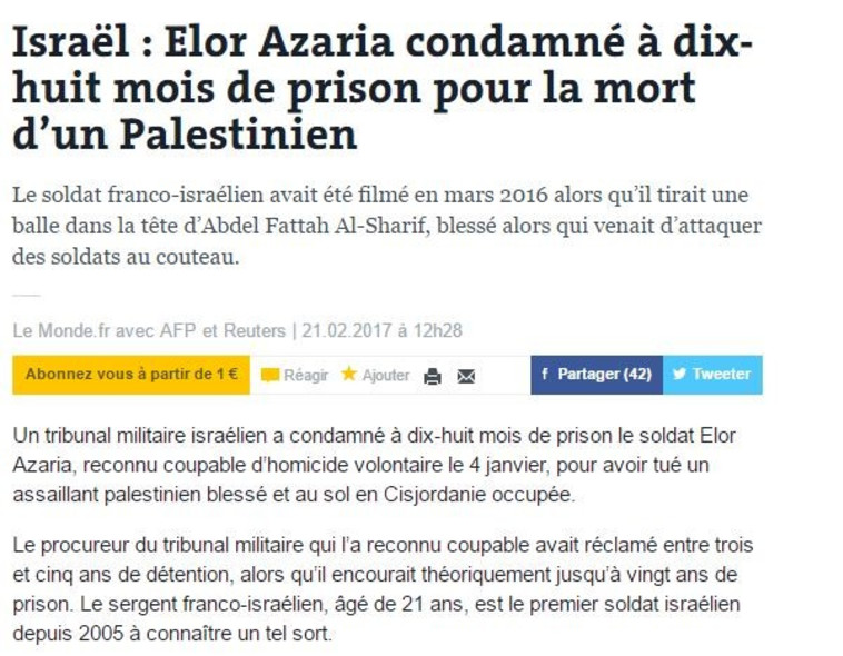 הידיעה בלה מונד. צילום מסך