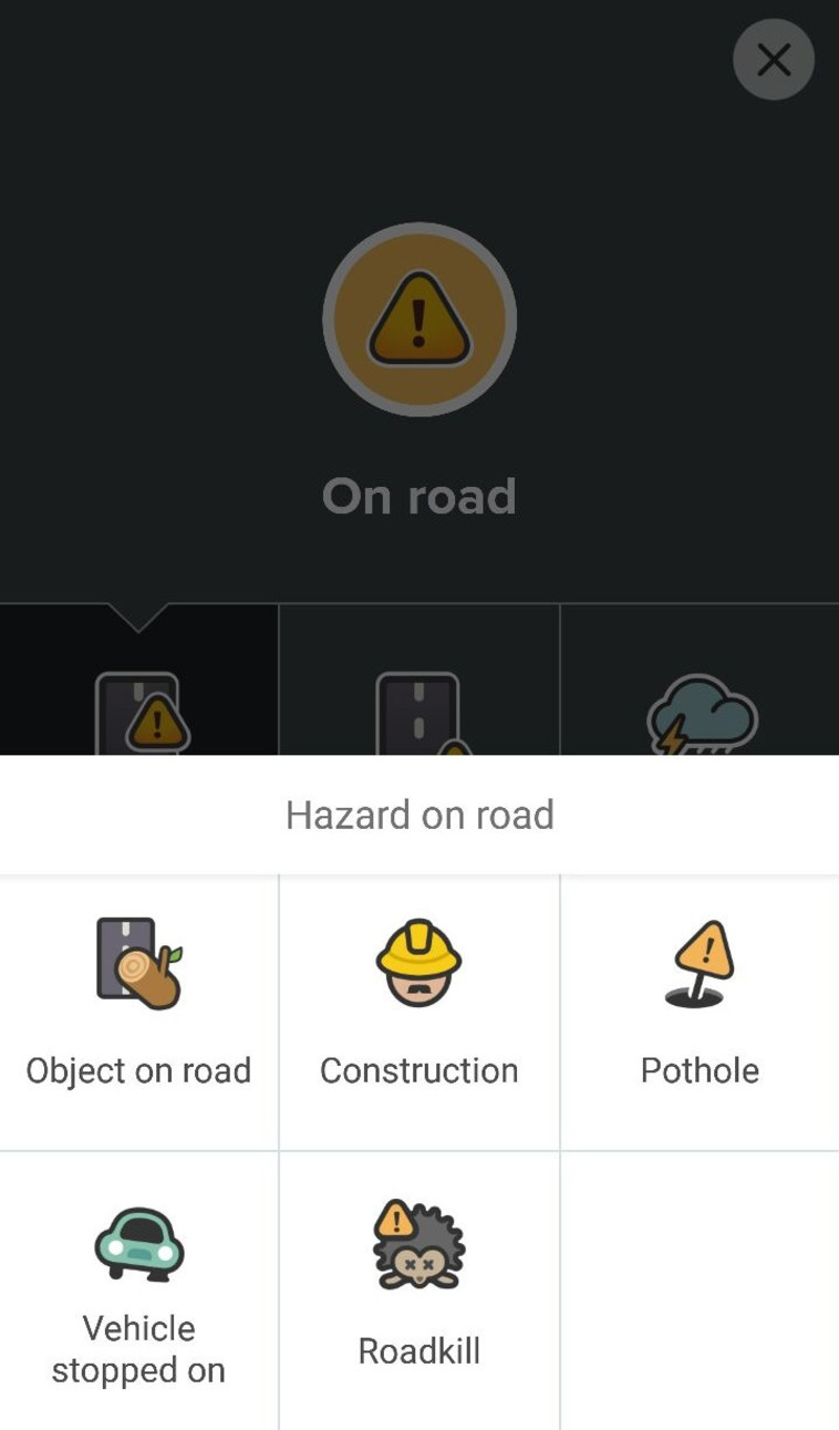 המסך ממנו אפשר לדווח על חיות בר שנדרסו. צילום מסך