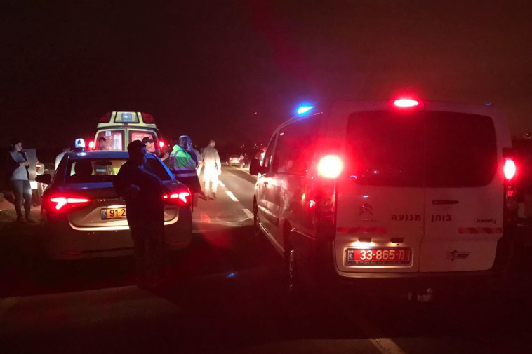 כוחות ההצלה והשוטרים באזור התאונה. צילום: דוברות המשטרה