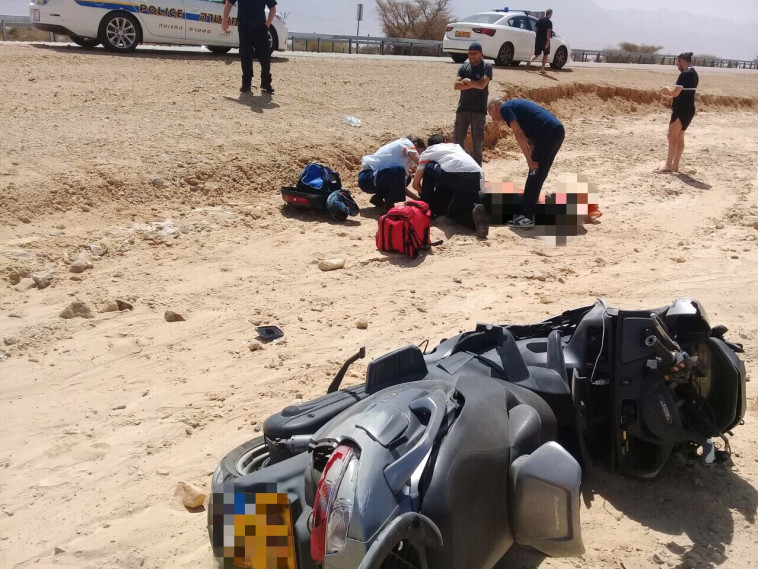 זירת התאונה בערבה. צילום: דוברות מד&quot;א