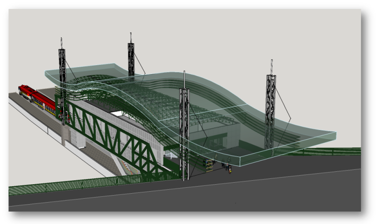 הדמיית חלקה הדרומי החדש של תחנת רכבת השלום. צילום: רכבת ישראל