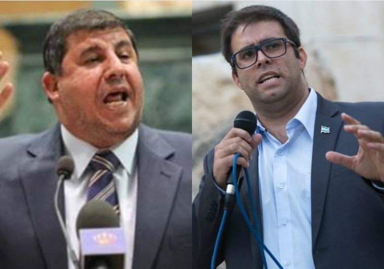 אורן חזן וחבר הפרלמנט הירדני יחיא סעיד. העימות ההזוי לו היה שותף הח"כ הוא מאמץ להרחיק מצביעים. צילום: מרים אלסטר, פלאש 90