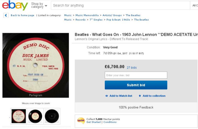 הביטלס, הקלטה נדירה למכירה. צילום מסך 