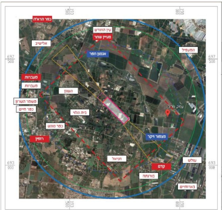 האזור שיפגע משדה התעופה. צילום: מטה המאבק עמק חפר