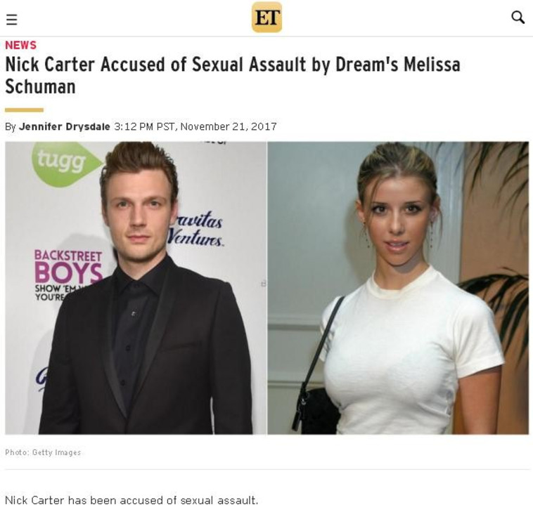 ניק קרטר ומליסה שומן, צילום מסך מתוך אתר etonline.com. צילום מסך 