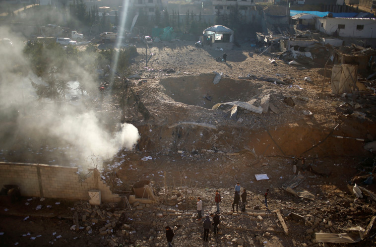 יעד שהופצץ ע&quot;י צה&quot;ל ברצועה. צילום: רויטרס