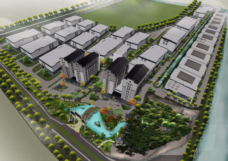 הדמיה של מרכז היזמות של ישראל וסין בפארק בשנגחאי. צילום: Shanghai Tianci Ischina Pharmaceutical Technology Development Co., Ltd