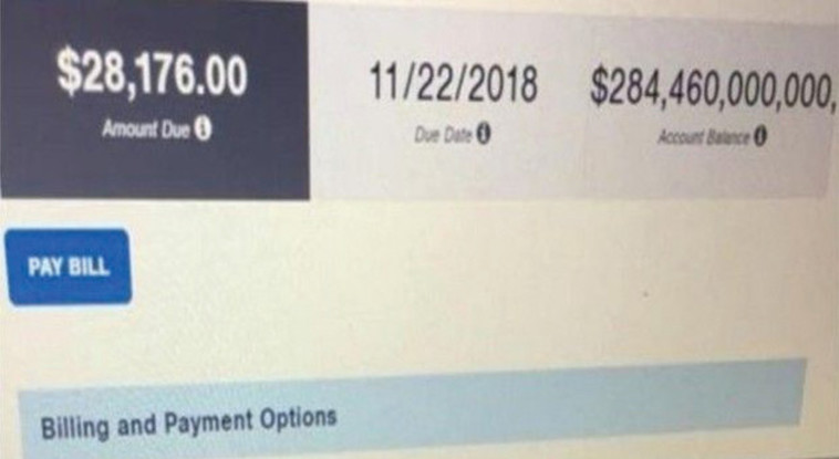 חשבון החשמל האסטרונומי. צילום מסך