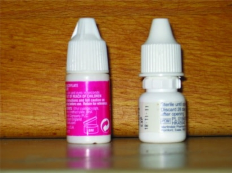 הדבק והטיפות שהביא המטופל. צילום מסך