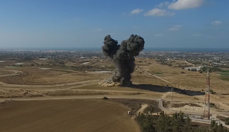 פיצוץ אחת ממנהרות הטרור הקודמות שצה"ל איתר, ארכיון. צילום: צילום מסך פיצוץ אחת ממנהרות הטרור הקודמות שצה"ל איתר, ארכיון. צילום: צילום מסך