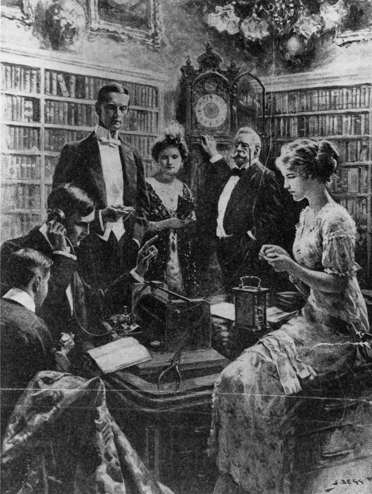 אנשים מקשיבים לרדיו.  Hulton Archive/gettyimages