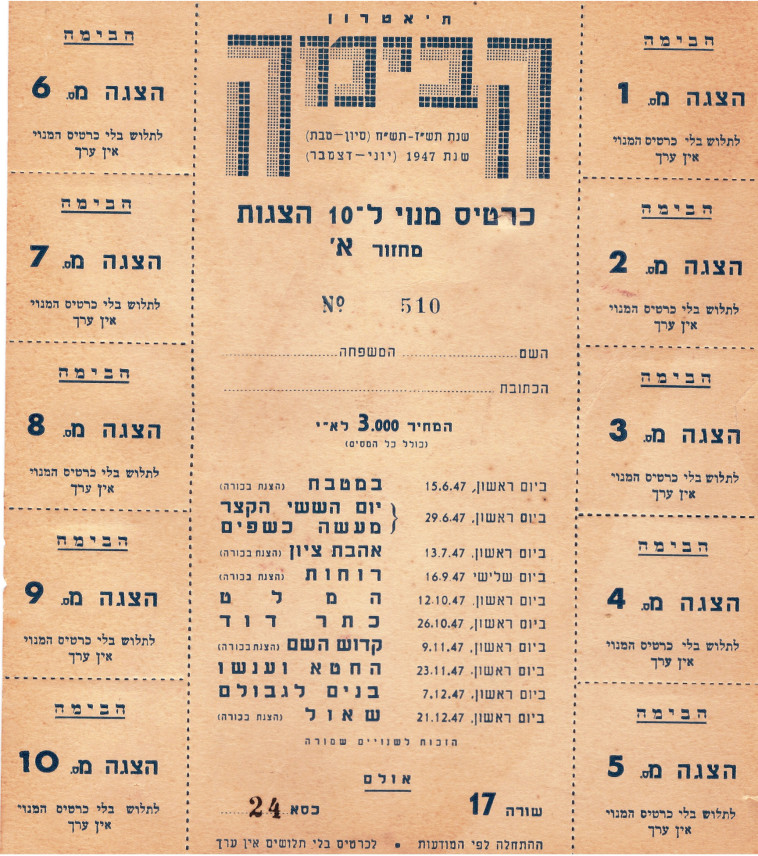 באדיבות ארכיון התיאטרון הלאומי הבימה באדיבות ארכיון התיאטרון הלאומי הבימה