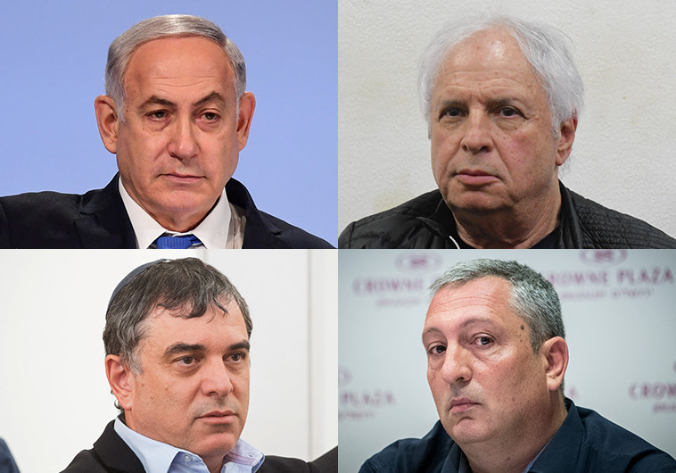 כל המעורבים בפרשת בזק - ניר חפץ, שאול אלוביץ', שלמה פילבר ונתניהו. צילום: פלאש 90