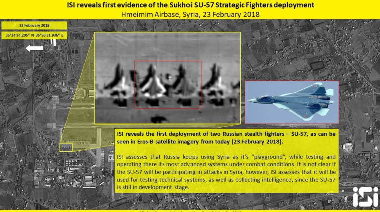 תצלומי לוויין החושפים את המטוסי חמקן הרוסים בסוריה. צילום: ImageSat International: