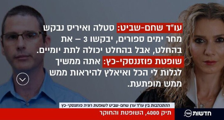 המסרונים. צילום מסך ערוץ 10