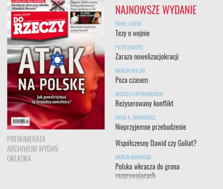 קריקטורה במגזין 'Do Rzeczy'. צילום: צילום מסך