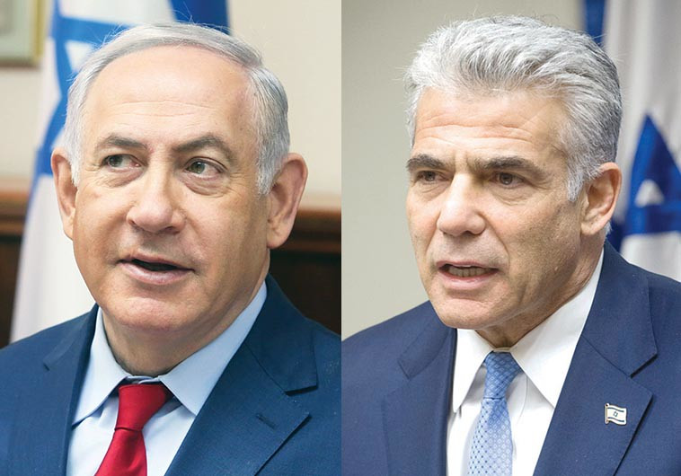 לפיד ונתניהו. &quot;זה או אני או הליכוד&quot;. צילום: מרים אלסטר, פלאש 90, מרק ישראל סלם