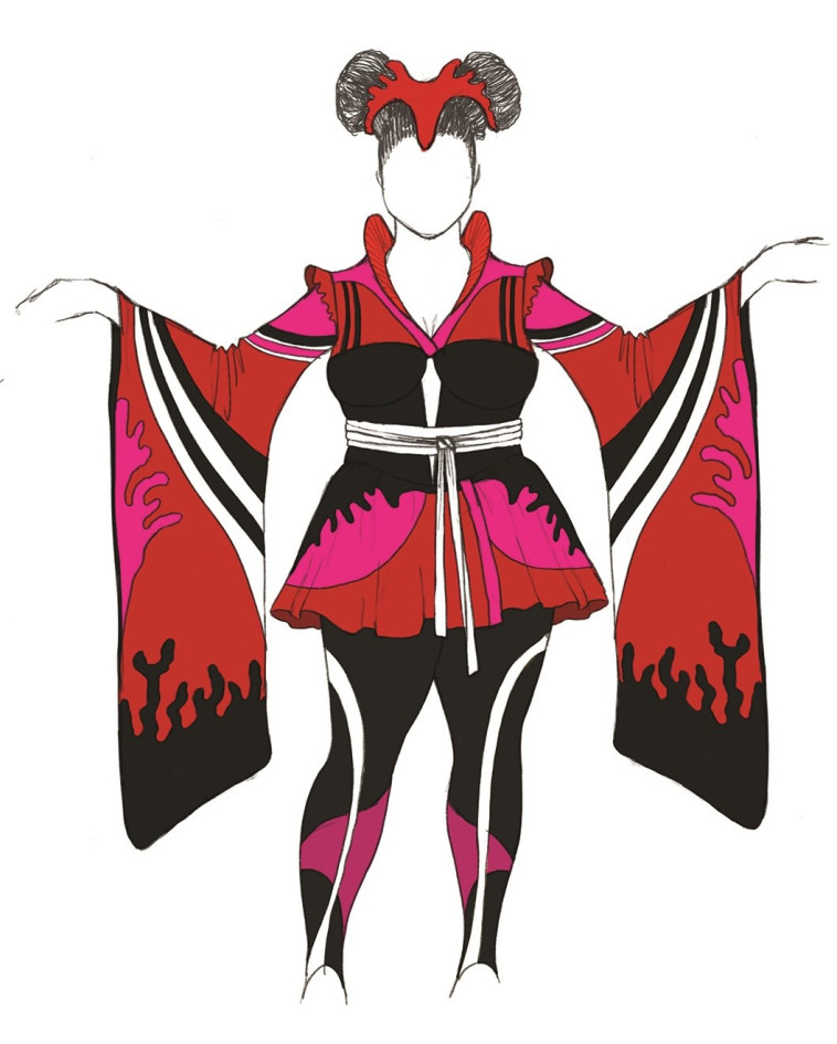 &quot;הצבעוניות והדיטיילים השתנו&quot;. הסקיצה הסקיצה הסופית של השמלה של ברזילי. צילום פרטי