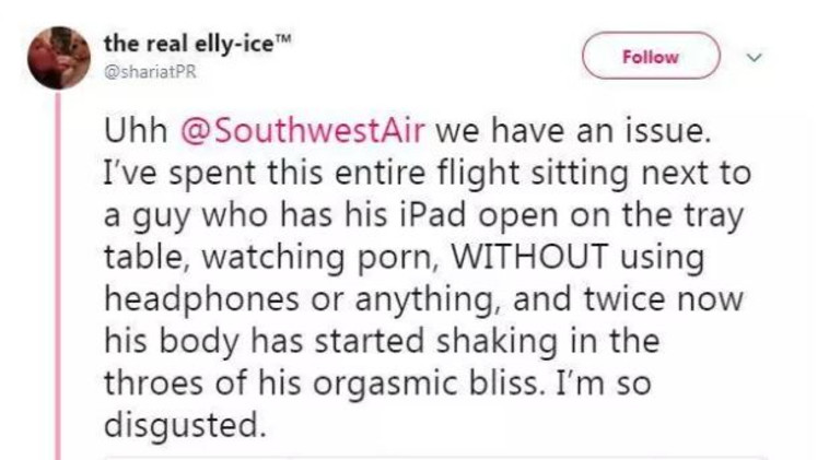 &quot;הגוף שלו רועד&quot;. הציוץ שכתבה המוטרדת. צילום מסך טוויטר