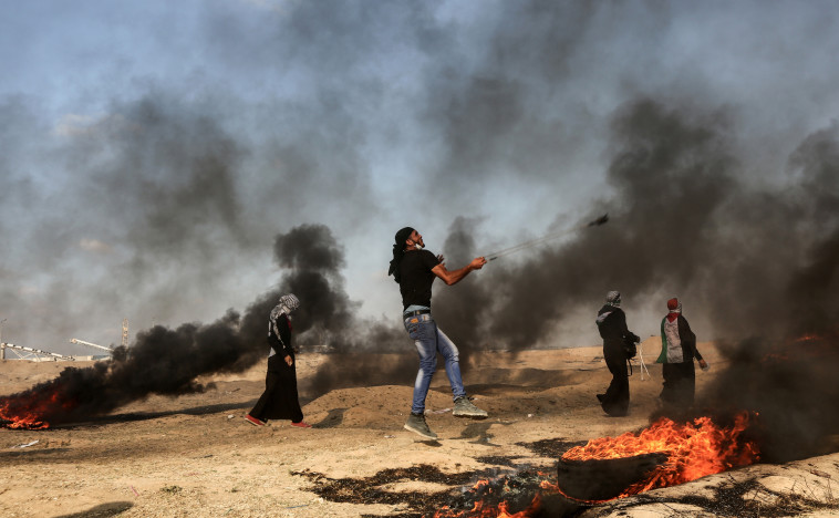 הפגנות בגדר בעזה.  צילום: AFP