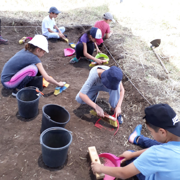 התלמידים בחפירות ארכיאולוגיות. צילום: אחיה כהן תבור 