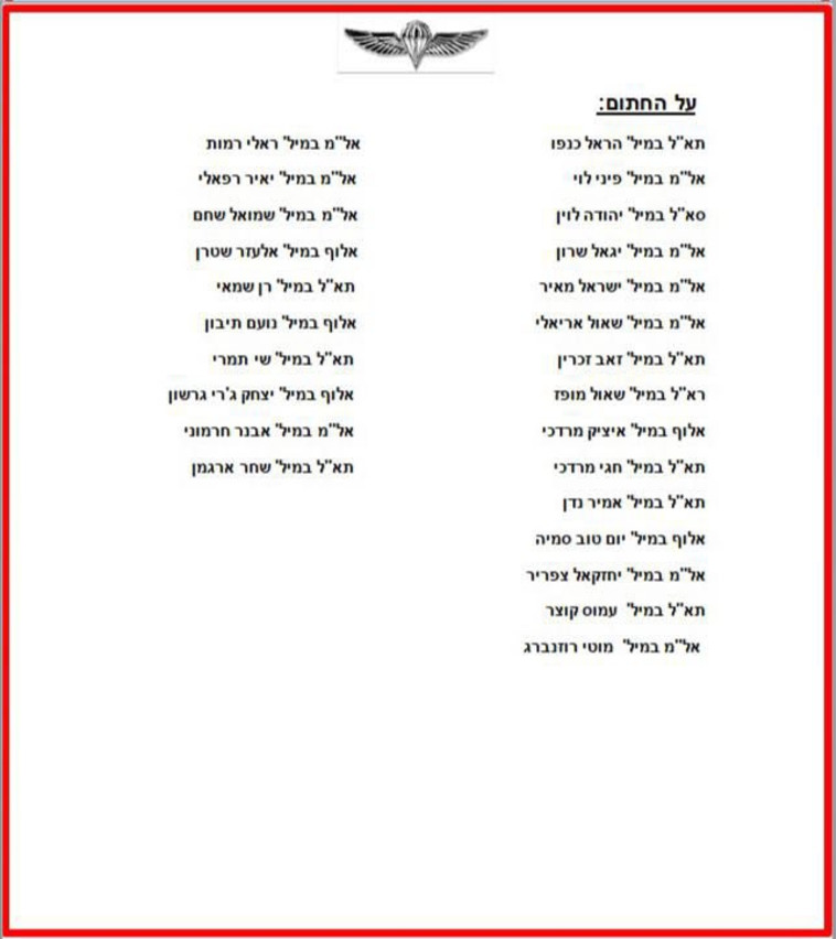 מכתב גילוי הדעת כפי שהועבר