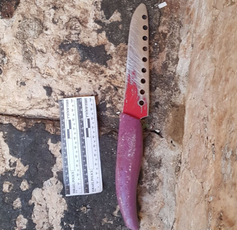 הסכין שבה ניסה להשתמש. צילום: דוברות המשטרה