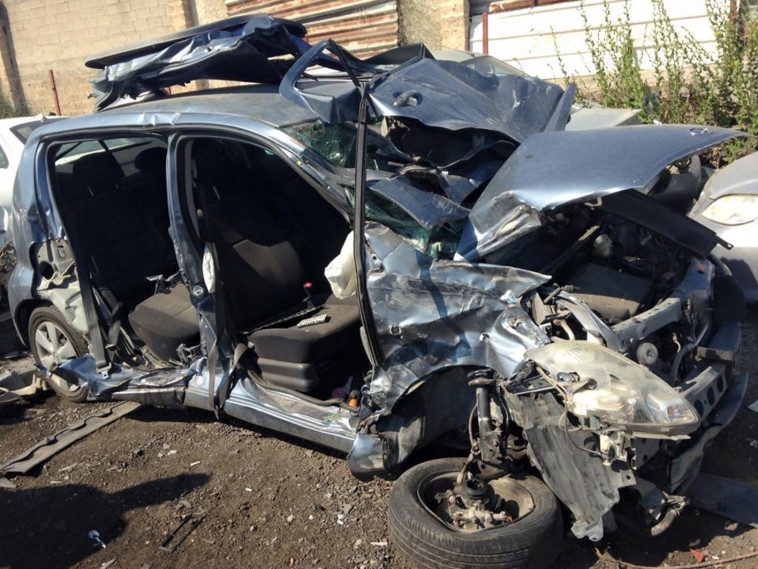 הרכב המרוסק לאחר תאונת הדרכים