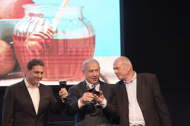 נתניהו בהרמת כוסית לקראת השנה החדשה. צילום: עמוס בן גרשום, לע&quot;מ