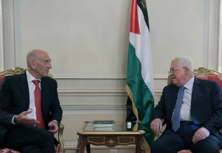 אבו מאזן, אהוד אולמרט. צילום: רשתות ערביות