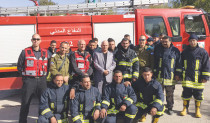 כבאים פלסטינים מסייעים לכיבוי השריפה בחיפה