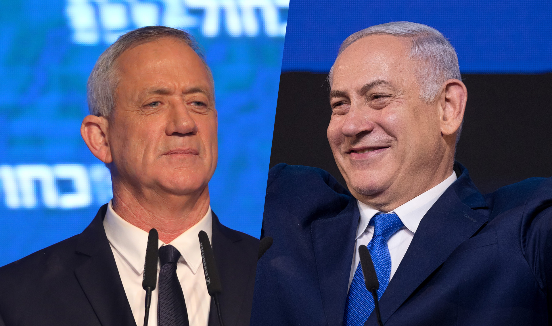 גנץ, נתניהו. צילום: פלאש 90