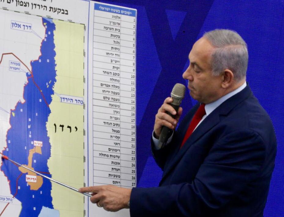 נתניהו בהכזרתו על סיפוח בקעת הירדן. צילום: אבשלום ששוני