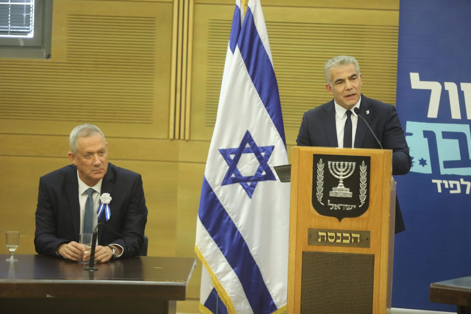 יאיר לפיד, בני גנץ. צילום: מרק ישראל סלם