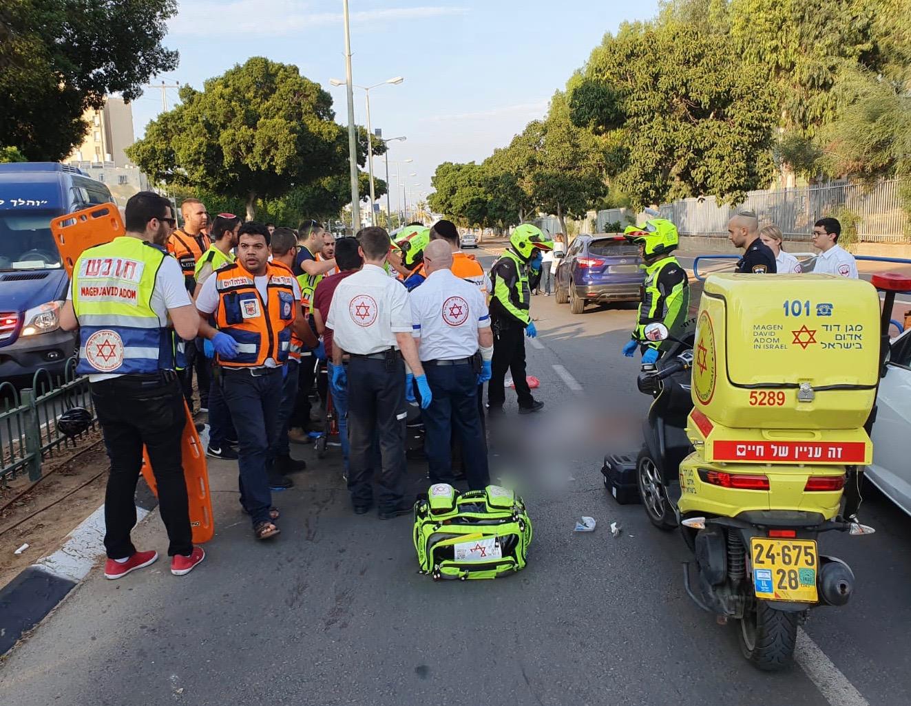 זירת הדריסה באשדוד. צילום: דוברות מד&quot;א