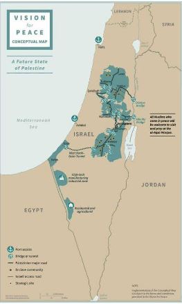 חלוקת המפה על פי "עסקת המאה". צילום מסך