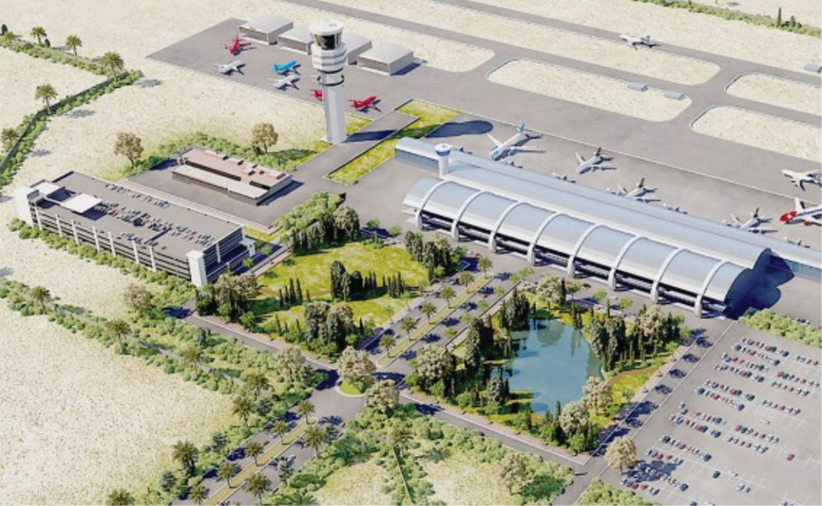 שדה התעופה בנבטים. הדמיה: סטודיו הקוביה