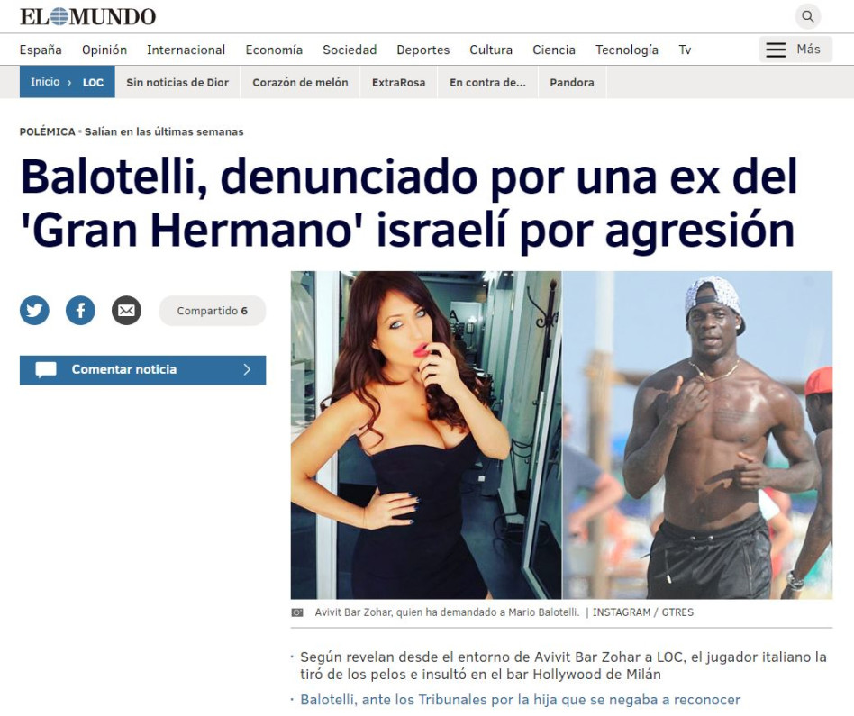 מצד אחד מריו באלוטלי, מנגד אביבית בר זוהר (צילום מסך, elmundo.es)