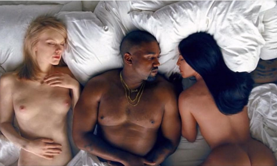 אורגייה המונית? קים קרדשיאן, קנייה ווסט וטיילור סוויפט (צילום: צילום מסך טוויטר)