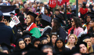 הפגנה אנטי-ישראלית באוניברסיטת הרווארד בארהב מאי 2024 (צילום: רויטרס)