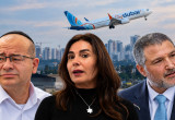 דוד זיני, מירי רגב ורומן גופמן על רקע מטוס "פליי דובאי" (צילום: אבשלום ששוני, פלאש 90,חיים גולדברג פלאש 90,יוסי אלוני פלאש 90)