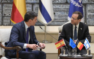 הנשיא הרצוג עם ראש ממשלת ספרד סנצ'ס (צילום: עמוס בן גרשום/ לע״מ)